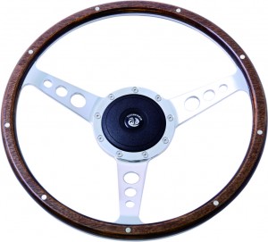 14” Classic Black Forest steering wheel with Satin Aluminum Spoke 9 bolts Pattern