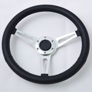 15 inch 6 bolts Momo Pattern Classic Leahter Racing Steering Wheel with Black leather Grip