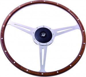 Flat Spoke 17″ Vintage steering wheel 17 inch Three Aluminum Spoke 9 Blots Classic Steering Wheel