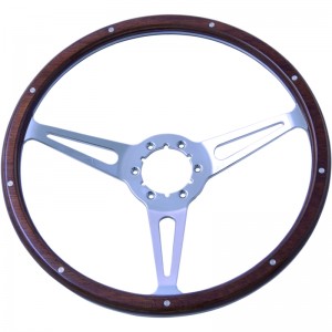 15″ Vintage Classic Wood Steering Wheel 3 Spoke for GM Chevrolet Corvette 1966-1973