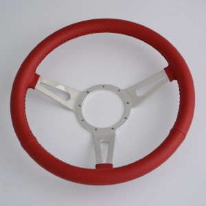 14 inch Sports Leather steering wheel Aluminum 3 Spoke Euro Steering wheel 350mm