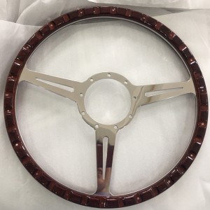 Flat Spoke 17″ Vintage steering wheel 17 inch Three Aluminum Spoke 9 Blots Classic Steering Wheel