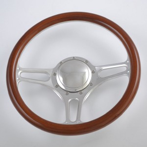 14 inch Black Leather rim Half Wrap Steering Wheel for Vintage Classic GM Ford Corvair Impala Chevy