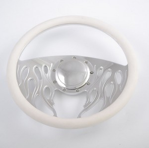 Leather Grip Chrome Flame Steering Wheel for car and truck 15inch 380mm