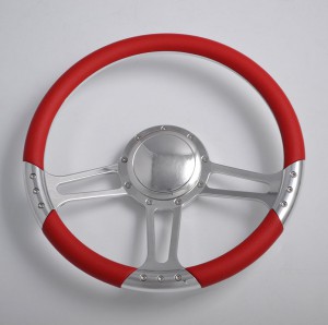 Mirror Polished CNC Aluminum Billet Steering Wheel 14 inch with Solid Decorative Rivets