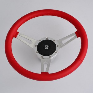 14 inch Sports Leather steering wheel Aluminum 3 Spoke Euro Steering wheel 350mm