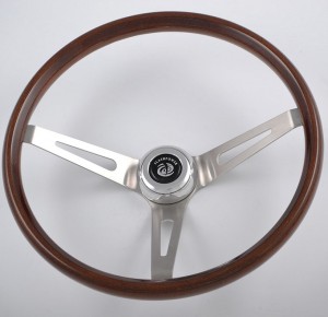 16″ Stainless Steel Spoke  3 Slot Pattern Real Wood Classic Steering Wheel for American Muscle Car GM