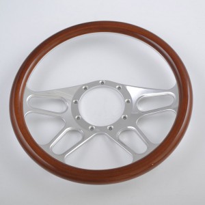 380mm Aluminum Black Billet Retro Steering Wheel Blue Leather Rim