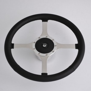 14” Classic Leather Steering Wheel Flat Spoke for Jaguar,MG,Austin Healey,Mini,Triumph,even Boat