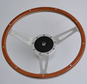 15” Classic Wood Steering Wheel with Polished Aluminum Spoke for Restoration Triumph Spitfire TR4