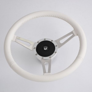 14 inch Sports Leather steering wheel Aluminum 3 Spoke Euro Steering wheel 350mm