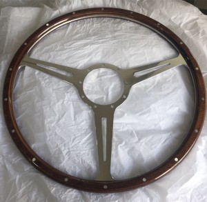 Flat Spoke 17″ Vintage steering wheel 17 inch Three Aluminum Spoke 9 Blots Classic Steering Wheel