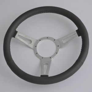 14 inch Sports Leather steering wheel Aluminum 3 Spoke Euro Steering wheel 350mm