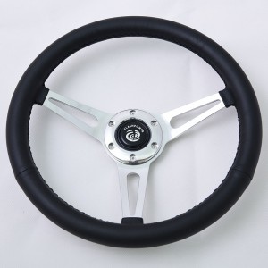 15 inch 6 bolts Momo Pattern Classic Leahter Racing Steering Wheel with Black leather Grip