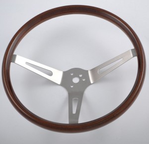 16″ Stainless Steel Spoke  3 Slot Pattern Real Wood Classic Steering Wheel for American Muscle Car GM