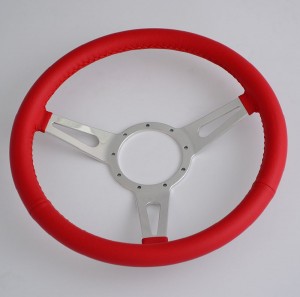 14 inch Sports Leather steering wheel Aluminum 3 Spoke Euro Steering wheel 350mm