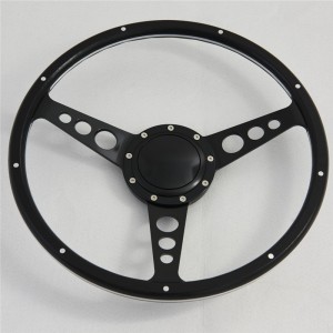 14” Classic Black Forest steering wheel with Satin Aluminum Spoke 9 bolts Pattern