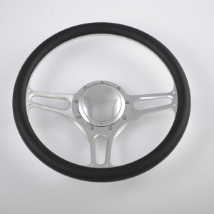 14 inch Black Leather rim Half Wrap Steering Wheel for GM Ford Corvair Impala Chevy