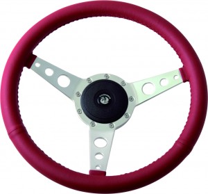 15” Leather Classic Steering Wheel Flat Dish Three Spoke 6 Bolts Classic Steering Wheel Leather Rim