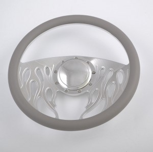 Leather Grip Chrome Flame Steering Wheel for car and truck 15inch 380mm