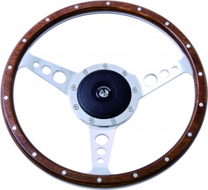 14” Classic Black Forest steering wheel with Satin Aluminum Spoke 9 bolts Pattern