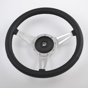 14 inch Sports Leather steering wheel Aluminum 3 Spoke Euro Steering wheel 350mm