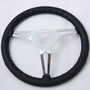 15 inch 6 bolts Momo Pattern Classic Leahter Racing Steering Wheel with Black leather Grip