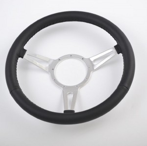 14 inch Sports Leather steering wheel Aluminum 3 Spoke Euro Steering wheel 350mm