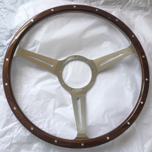 380mm Wood rim Timber steering wheel with Billet Aluminium Spoke for Classic Car 17 inch