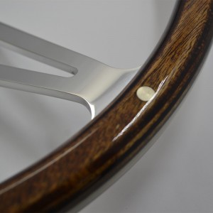 16 inch Classic Riveted Wood Steering Wheel Retro Style with Anodised Aluminum Spoke