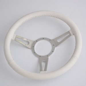 14 inch Sports Leather steering wheel Aluminum 3 Spoke Euro Steering wheel 350mm