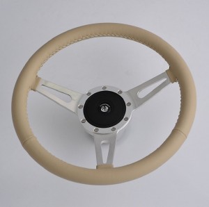 14 inch Sports Leather steering wheel Aluminum 3 Spoke Euro Steering wheel 350mm