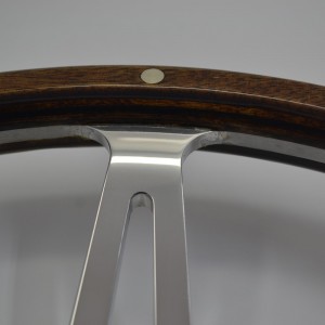 16 inch Classic Riveted Wood Steering Wheel Retro Style with Anodised Aluminum Spoke