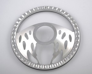Leather Grip Chrome Flame Steering Wheel for car and truck 15inch 380mm